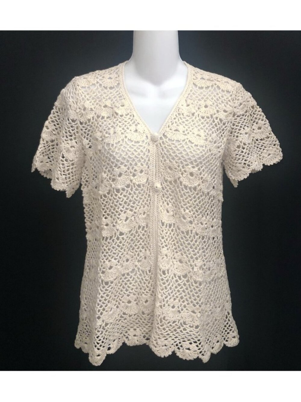 Vintage Jon Christy Crochet Sweater Cardigan NWT 90s SK Imports